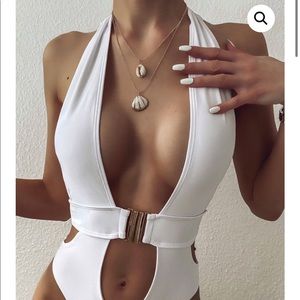 White one piece swimsuit by Mermaids Swimwear